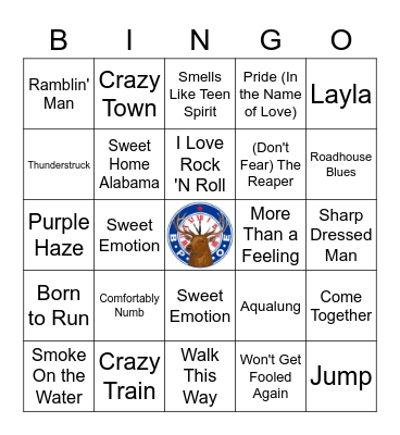 Classic Rock Bingo Card