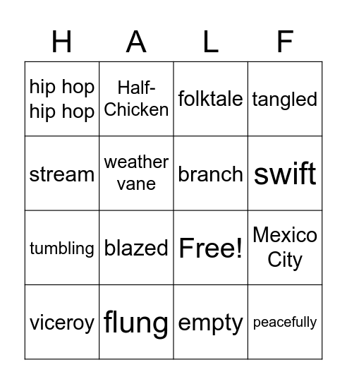 Half Chicken Bingo! Bingo Card