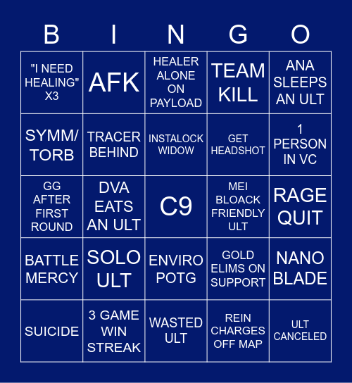 OW COMP BINGO Card