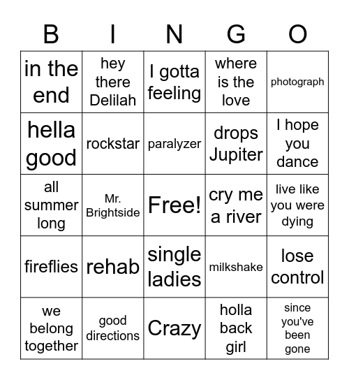 2000s bingo 2 Bingo Card