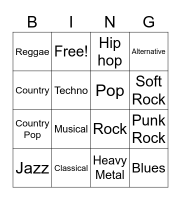 Music Bingo Card