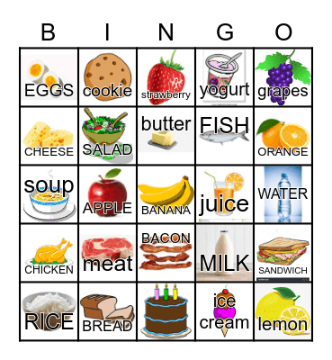 FOOD Bingo Card