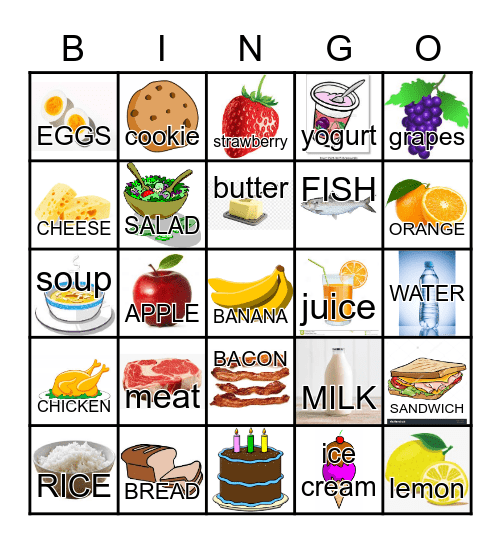 FOOD Bingo Card