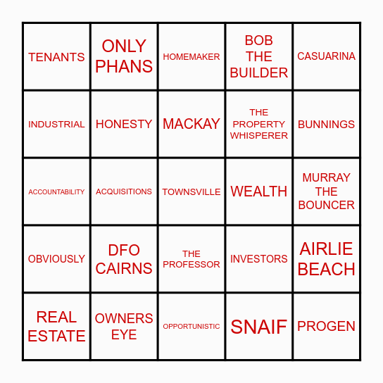 SENTINEL BINGO Card