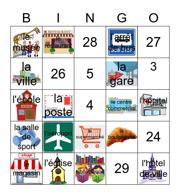 En ville Bingo Card