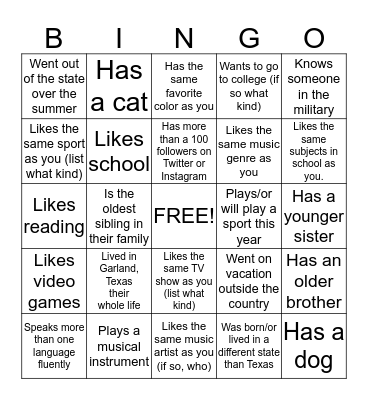 Find Someone Who... Bingo Card