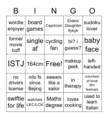 Maria's bingo (attempt #1) Bingo Card