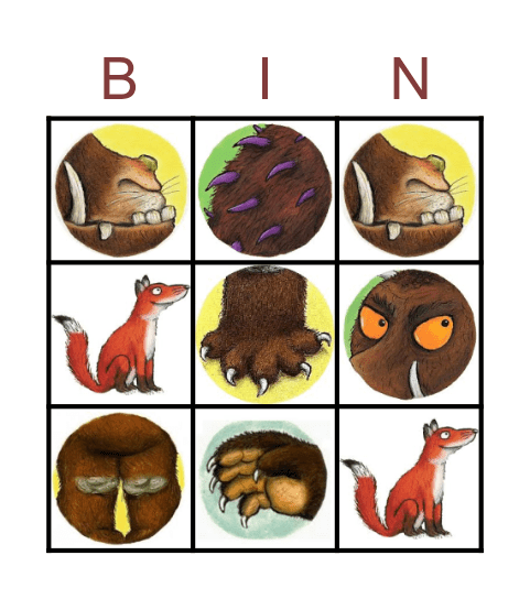 The Gruffalo Bingo Card