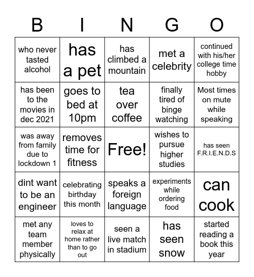 Get2KnowTheTeam Bingo Card