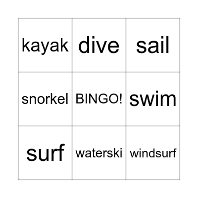 We're having fun at the beach Bingo Card