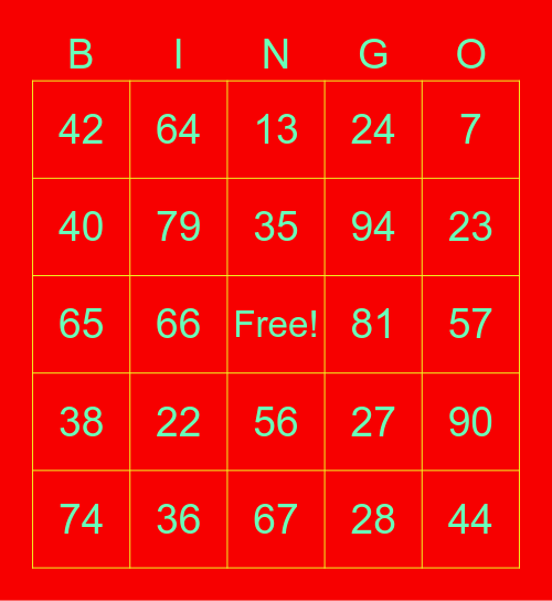Kecap Bingo Card