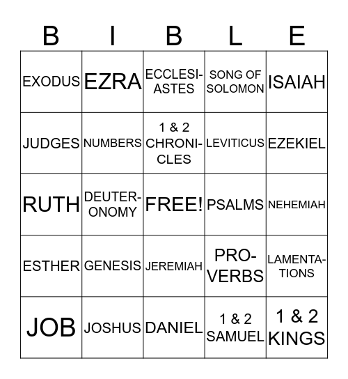 BOOKS OF THE BIBLE Bingo Card