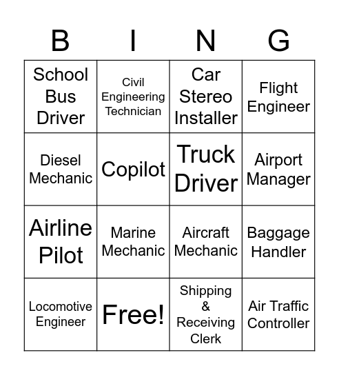 Transportation, Distribution, Logistics Bingo Card