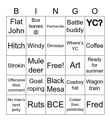 Thursday Guymon Bingo Card