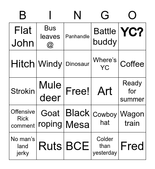 Thursday Guymon Bingo Card