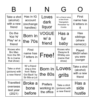 90s BINGO Card