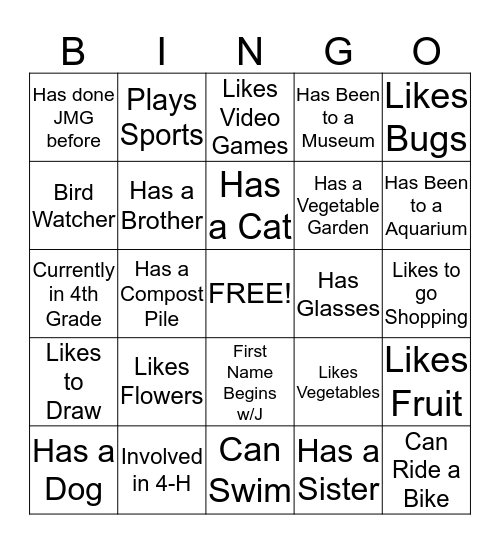 Our Gardeners Bingo Card