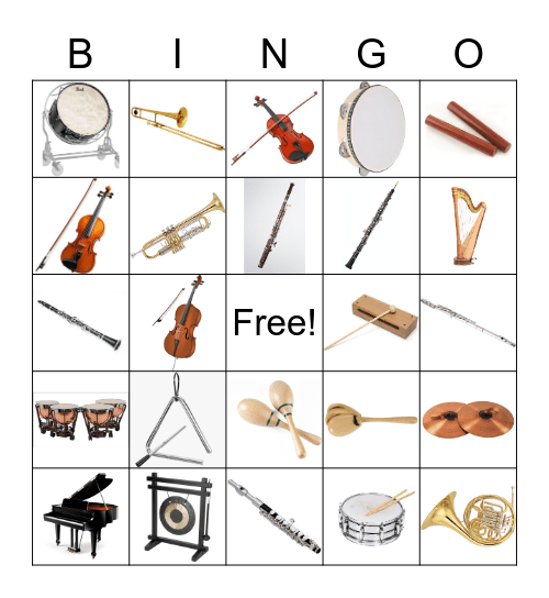 Instruments of the Orchestra Bingo Card