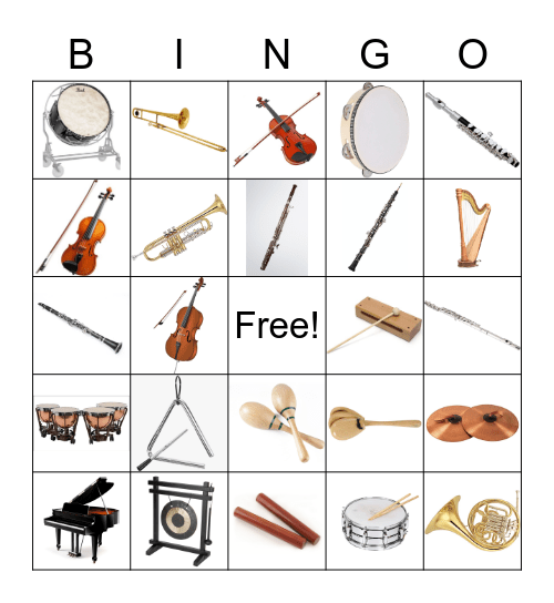Instruments of the Orchestra Bingo Card