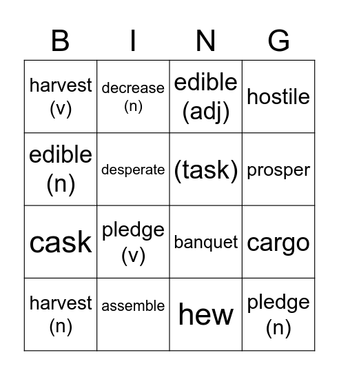 Wordly Wise Lesson 8 Bingo Card
