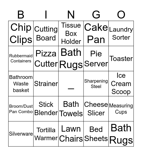 Shower Gift Bingo Card