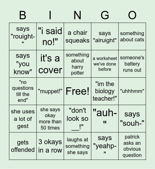 BIONGO Bingo Card