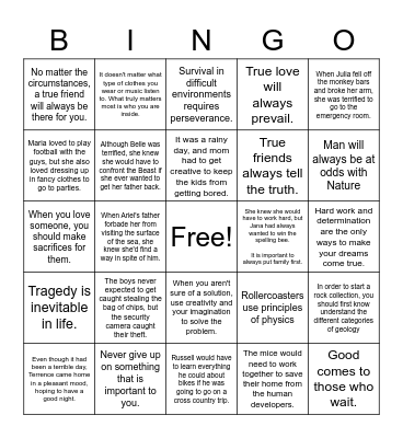 Theme or Main Idea? Bingo Card