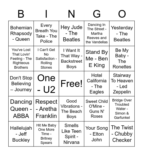 CHORUS BINGO! Bingo Card