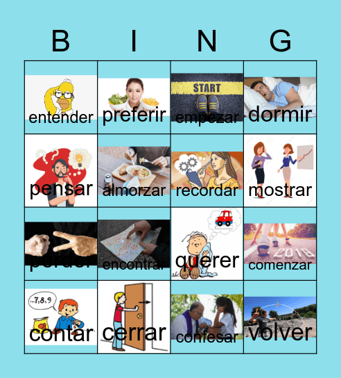 Stem-changing verbs Bingo Card