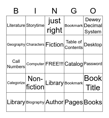 Library Bingo Card
