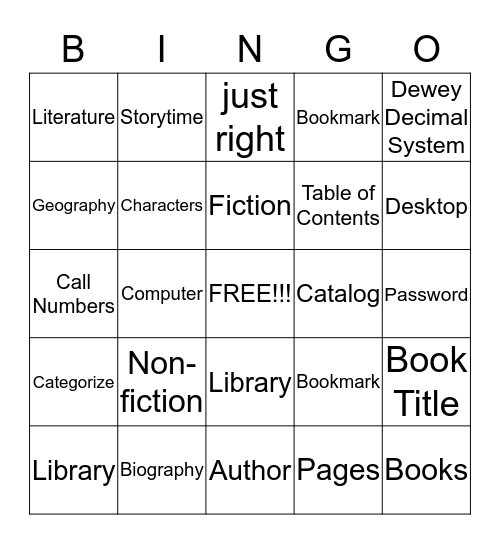 Library Bingo Card