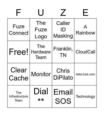 Fuze Trivia Bingo Card