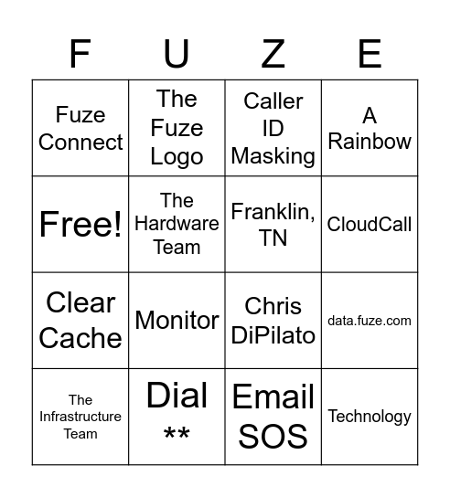 Fuze Trivia Bingo Card