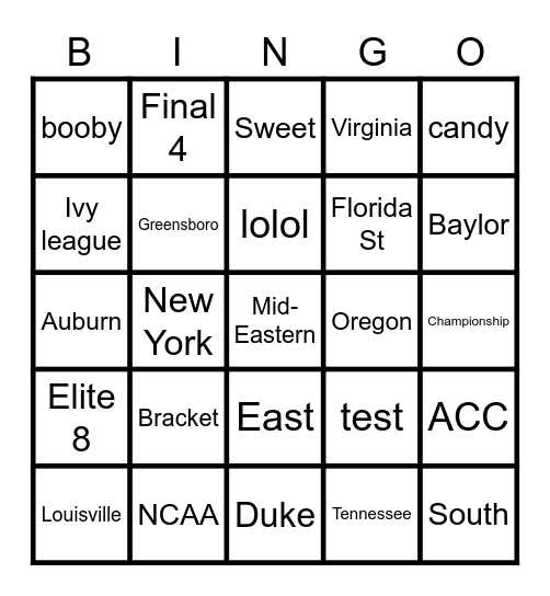 March Madness Bingo Card