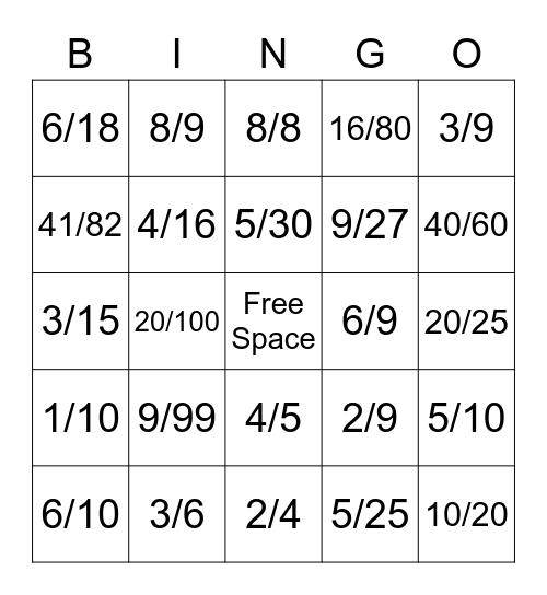 Equivalent Fraction Bingo! Bingo Card
