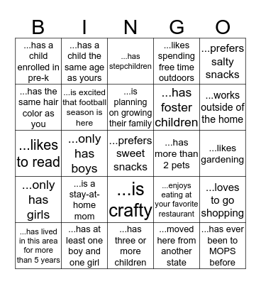FIND SOMEONE WHO... Bingo Card