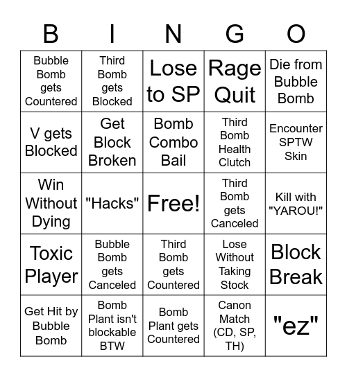 Killer Queen Bingo Card