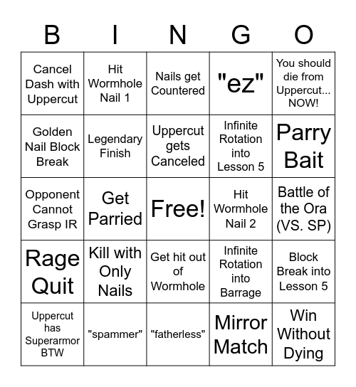 TUSK Bingo Card