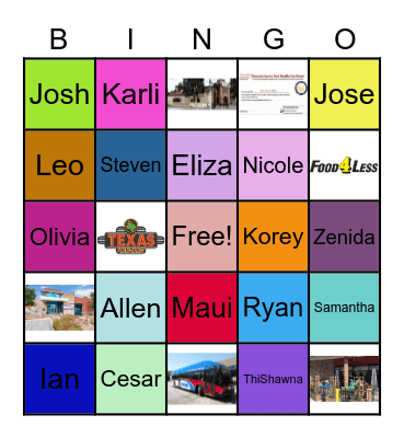 Room 101 Bingo Card