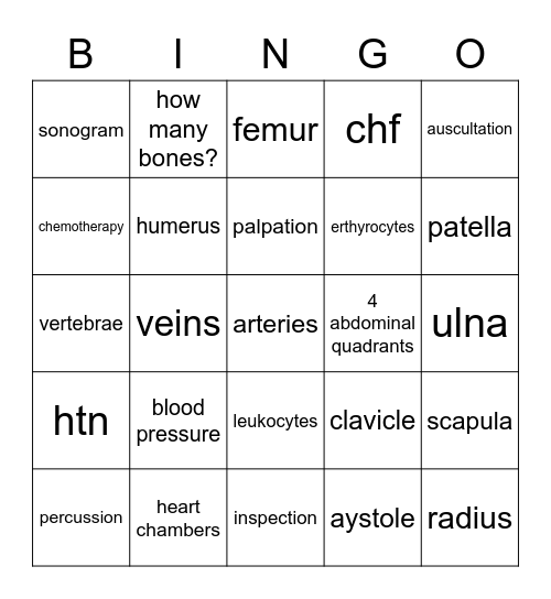 Med Term Egg Hunt Bingo Card