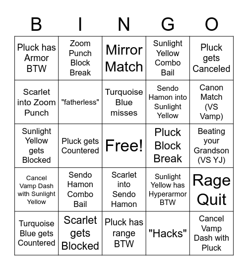 Hamon Bingo Card