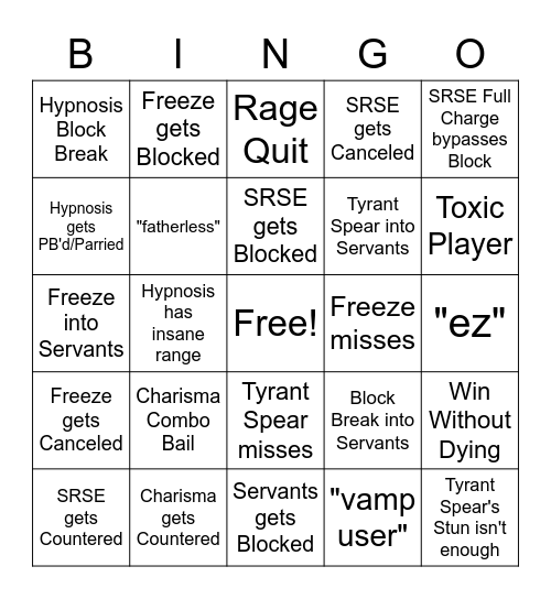 Vampirism Bingo Card