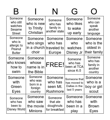 Human Bingo Card