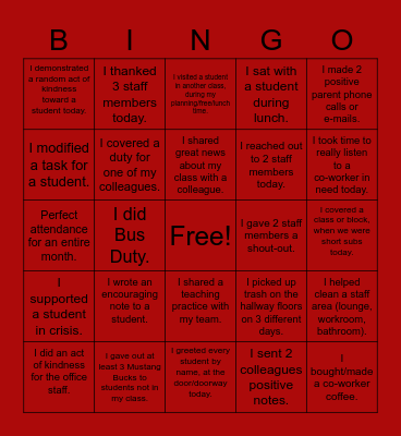 F. B. Gwynn Bingo Card