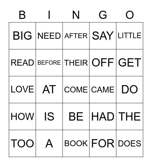 UNIT 1 1ST GRADE Bingo Card