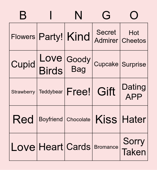 Valentines BINGO Card