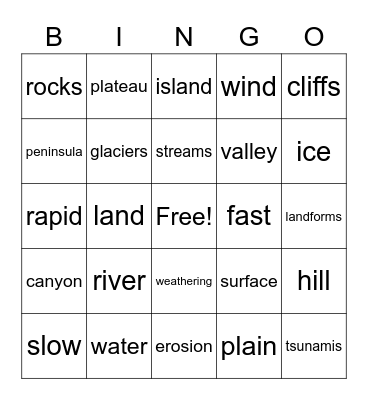 Earth Changes Bingo Card