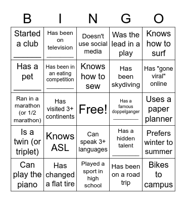 Ice Cream Social - MHC Bingo Card