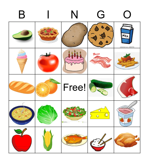 Vocabulario La Comida Bingo Card
