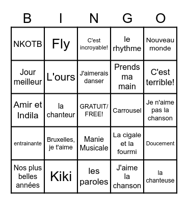 Manie Musicale 2022 Bingo Card